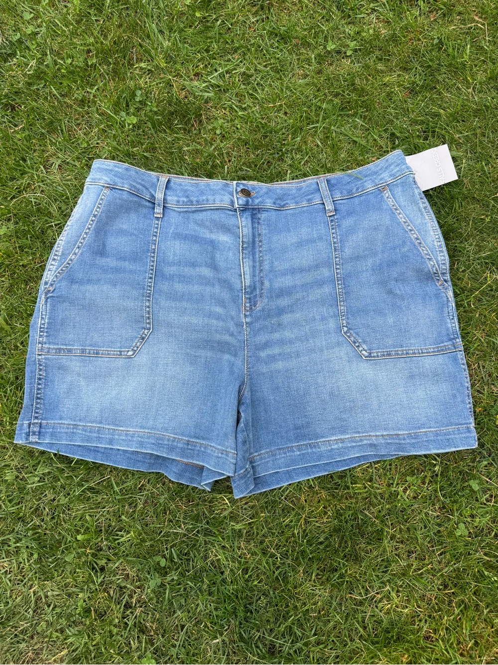 Falls Creek Light Blue High-Rise Utility Denim Shorts